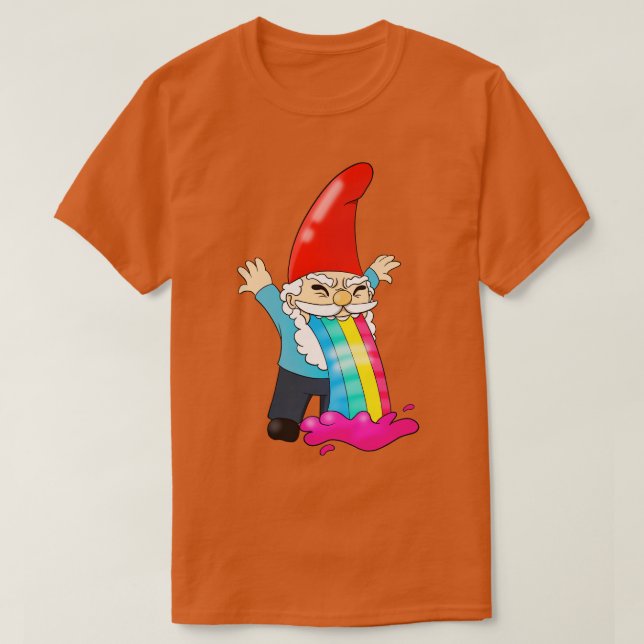 Camiseta Vómitos de Gnome Arrojando Gracioso Arcoiris (Diseño del anverso)