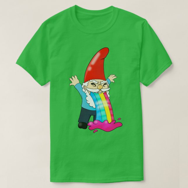 Camiseta Vómitos de Gnome Arrojando Gracioso Arcoiris (Diseño del anverso)