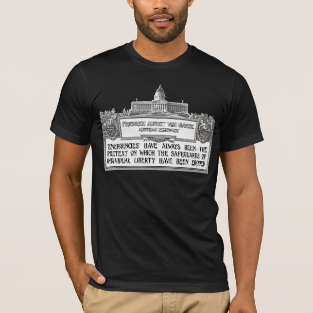 Camiseta Von Hayek Quote:  Emergencias que erosionan (Anverso)