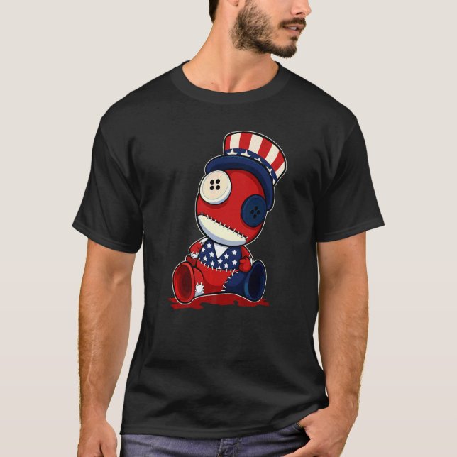 Camiseta Voodoo Doll 4 De Julio Gorra De Bandera Estadounid (Anverso)