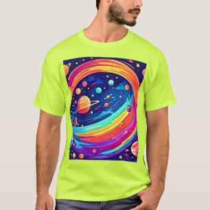 Camiseta Vórtice de Arcoíris Cósmico