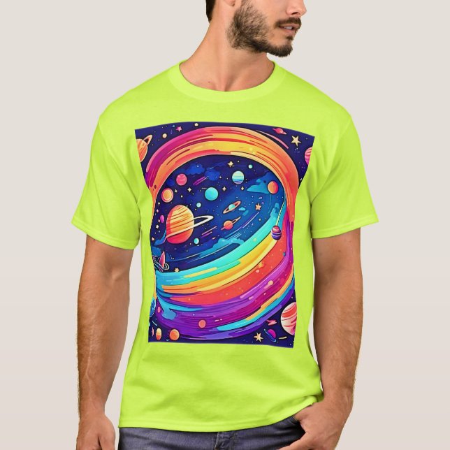 Camiseta Vórtice de Arcoíris Cósmico (Anverso)