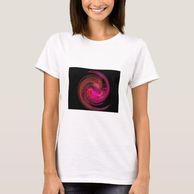 Camiseta VÓRTICE LIGERO ROSADO NEGRO ROJO, arte del fractal (Anverso)
