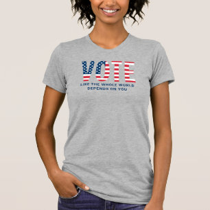 Camiseta Vota Bandera Americana Gris Mujer Patriótica