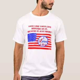 Camiseta "Vota Como Tu Vida Depende..." Tee de derechos de 