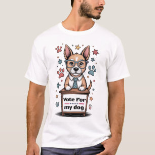 Camiseta Vota por mi perro – Perro divertido dibujado a man