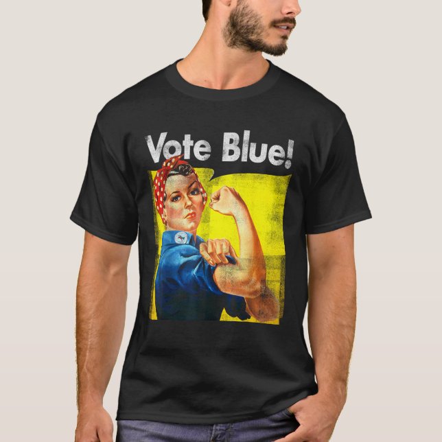 Camiseta Votar Blue Democratic Rosie Riveter Blue Wave T Sh (Anverso)