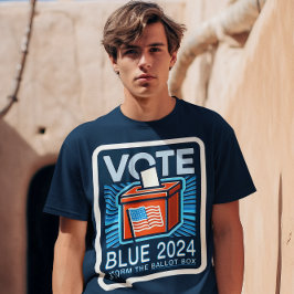 Camiseta Votar en azul 2024 urna electoral con frontera