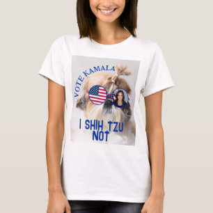 Camiseta Votar Kamala Bandera de EEUU Shih Tzu No es un per