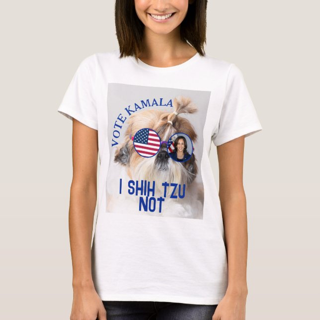 Camiseta Votar Kamala Bandera de EEUU Shih Tzu No es un per (Anverso)