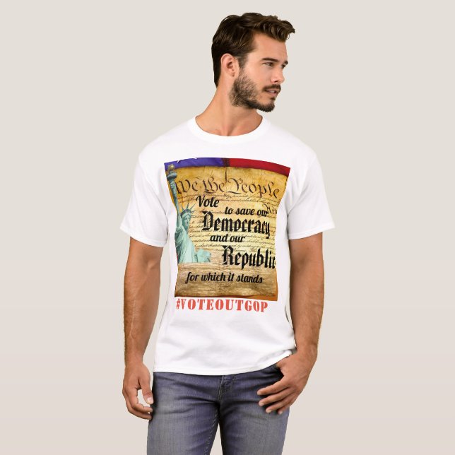Camiseta Votar para salvar nuestra democracia y nuestra Rep (Anverso completo)