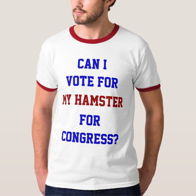 Camiseta Votar por mi divertida política en el Hamster Cong (Anverso)