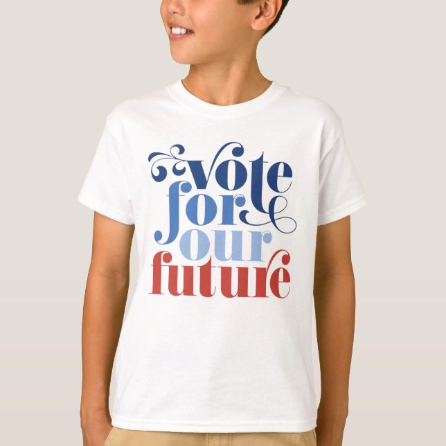 Camiseta Votar por nuestras futuras elecciones en rojo, bla (Anverso)