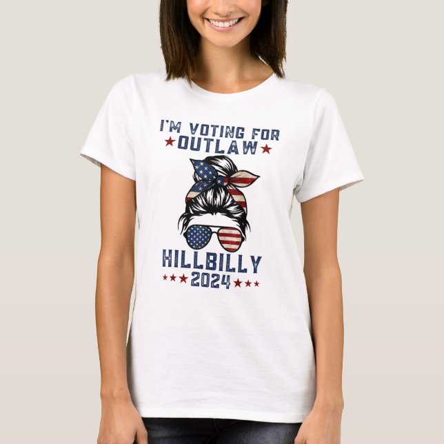 Camiseta Votaré por la bandera de EE. UU. de Hillbilly 2024 (Anverso)