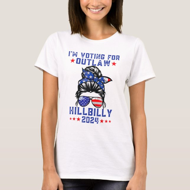 Camiseta Votaré por la bandera de EE. UU. de Hillbilly 2024 (Anverso)