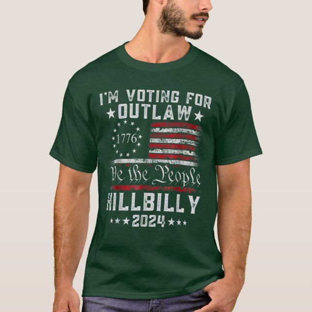 Camiseta Votaré por la bandera de EE. UU. de Hillbilly 2024 (Anverso)