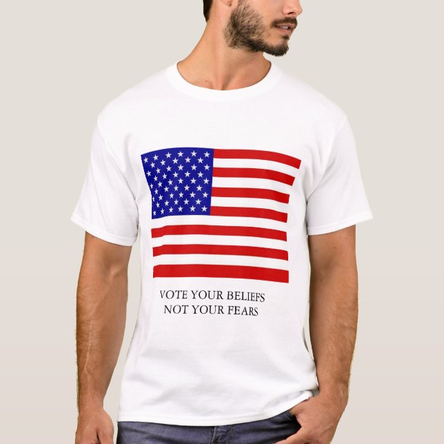 Camiseta ¡Vote sus creencias! (Anverso)