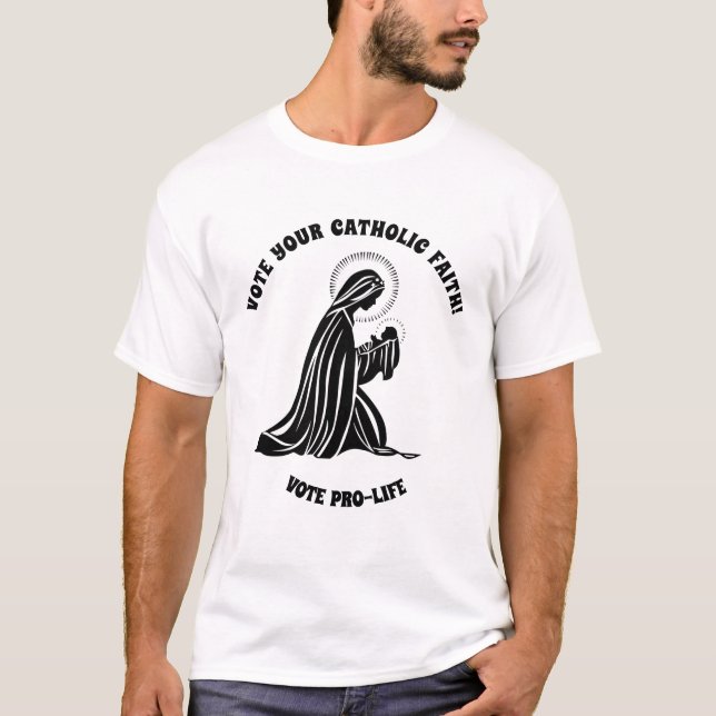 Camiseta Voto a favor de la vida Virgen Católica María Jesú (Anverso)