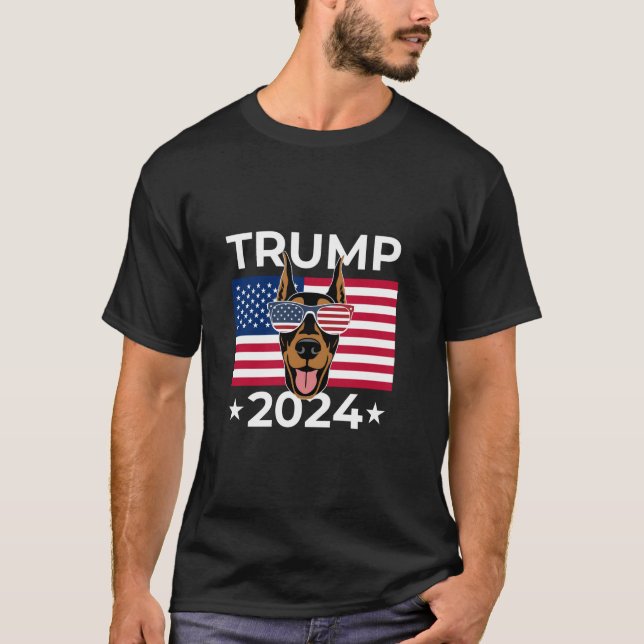 Camiseta Voto electoral estadounidense Trump 2024 Perro Dob (Anverso)