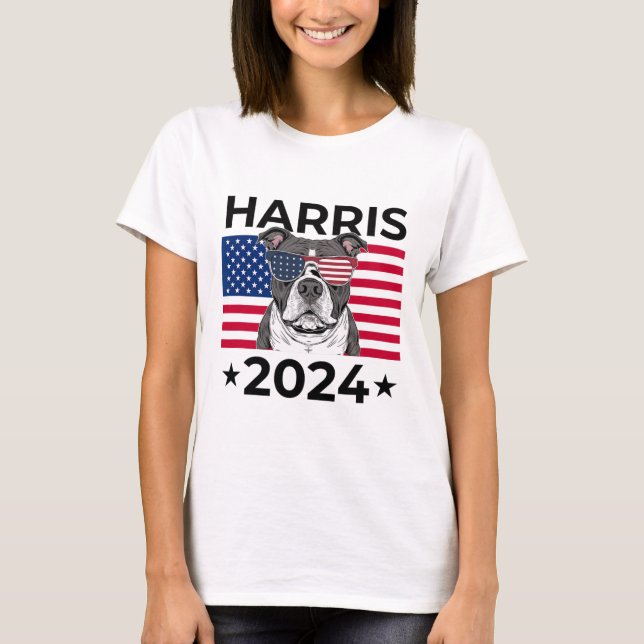 Camiseta Voto Electoral Kamala Harris 2024 Pitbull Dog Usa  (Anverso)