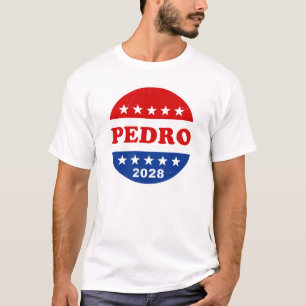 Camiseta Voto por Pedro 2028 botón de campaña retro gracios