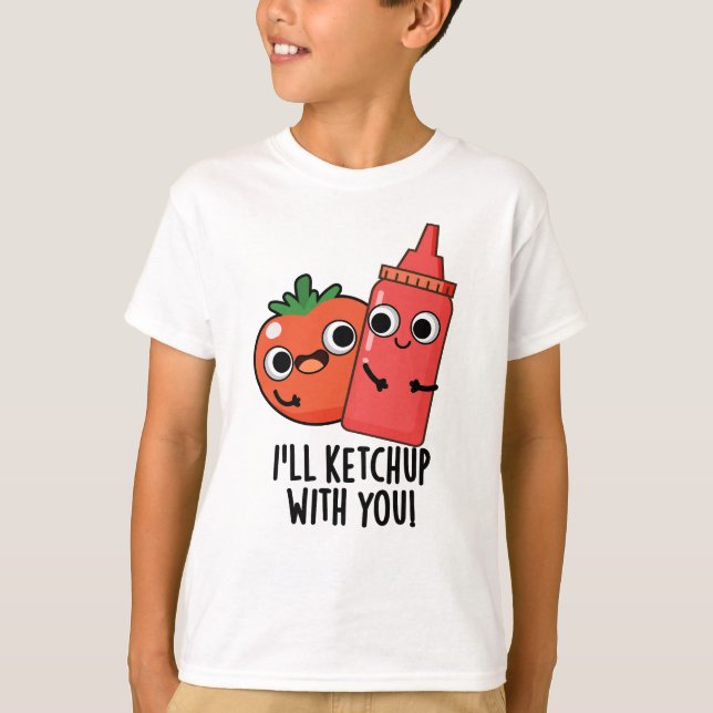 Camiseta Voy a Ketchup con tu divertido bollo de comida (Anverso)