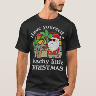 Camiseta VqD1 Retro Beachy Christmas Santa Merry Xmas Beach