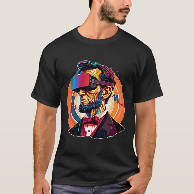 Camiseta Vr Auriculares Abraham Lincoln Video Game Virtual  (Anverso)