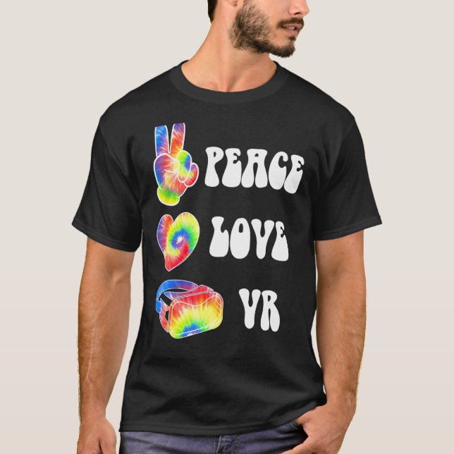 Camiseta Vr Virtual Reality Gaming Gamer Pc Peace Love Vr R (Anverso)