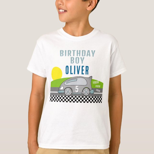 Camiseta Vroom Carreras Car Road Birthday Boy invitado de h (Anverso)