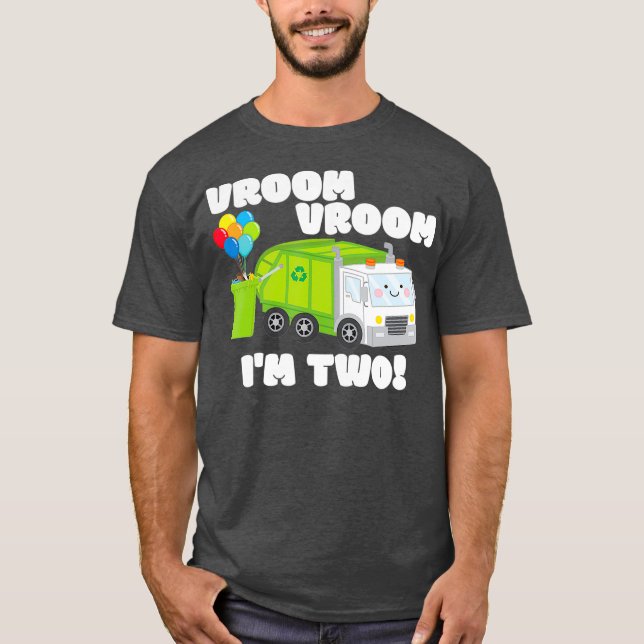 Camiseta Vroom Dos Años Niño De Cumpleaños Basura (Anverso)