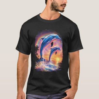 Camiseta vSinfonía delfín meme arcoiris puesta de sol océan