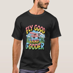 Camiseta Vuela Buena Tierra Mejor Humor de Aviación Retro V
