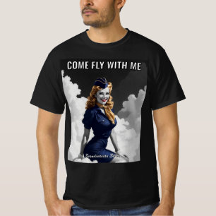 Camiseta Vuela Conmigo Azafata Escandinava Vintage