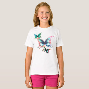Camiseta Vuela Lejos Mariposas Coloridas Niños Blanco