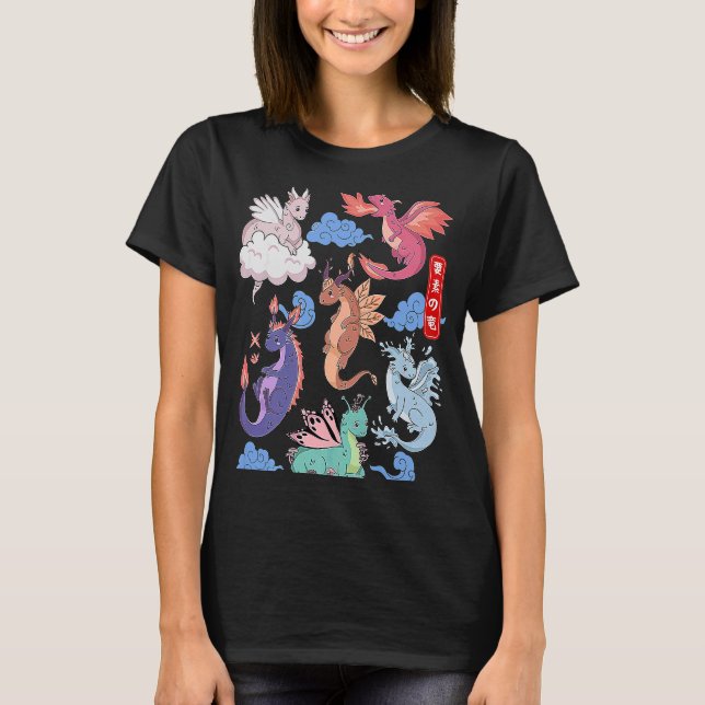 Camiseta Vuelo de Dragones Cute Elemental Mítico Ala R (Anverso)