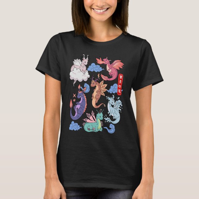 Camiseta Vuelo de Dragones Cute Elemental Mítico Ala R (Anverso)