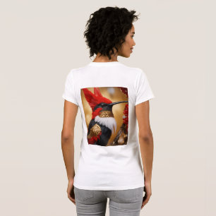 Camiseta " Vuelo del colibrí rojo, blanco y negro