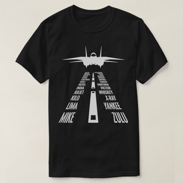 Camiseta Vuelo Del Piloto De Tomcat F14 Aterrizando Alfabet (Diseño del anverso)
