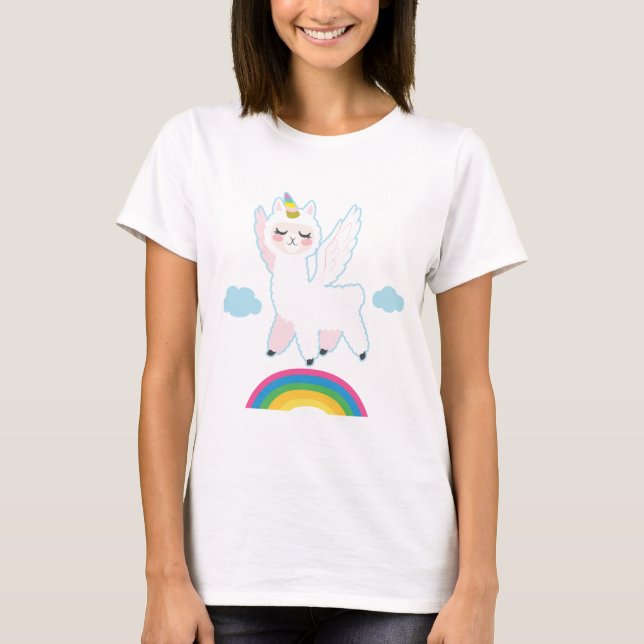 Camiseta Vuelo del unicornio de la llama (Anverso)