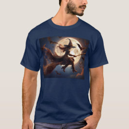 Camiseta Vuelo en la luna de bruja de Halloween Steampunk