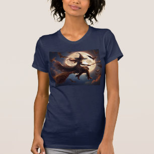 Camiseta Vuelo en la luna de bruja de Halloween Steampunk