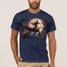 Camiseta Vuelo en la luna de bruja de Halloween Steampunk