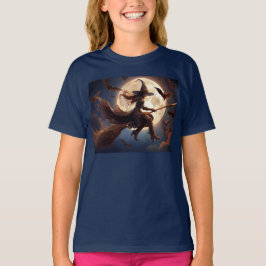 Camiseta Vuelo en la luna de bruja de Halloween Steampunk