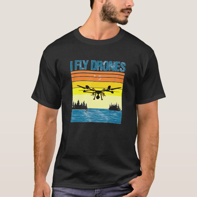 Camiseta Vuelo piloto estilo retro de drones con drones vol (Anverso)