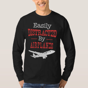 Camiseta Vuelo Piloto - Fácilmente Distraído Por Aviones