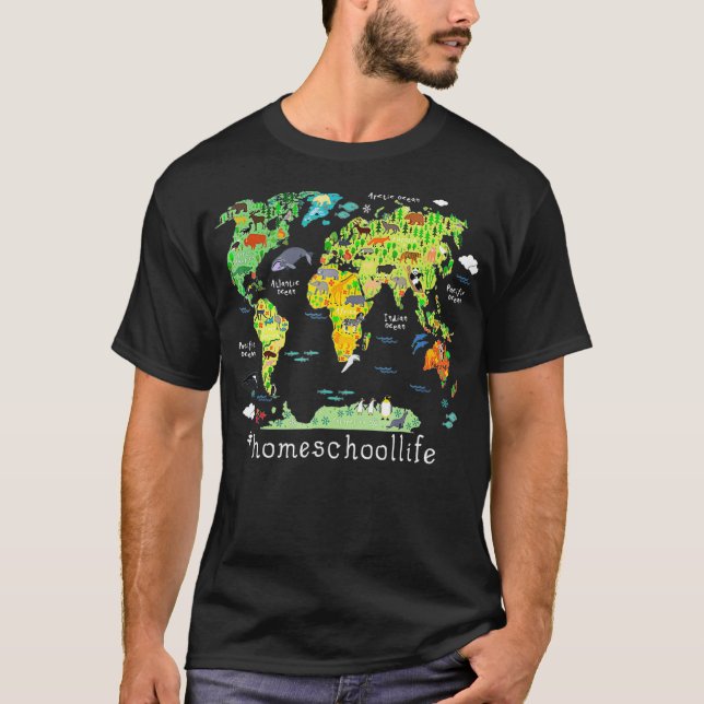 Camiseta Vuelta A La Escuela Hogar Mapa Mundial Geografía (Anverso)