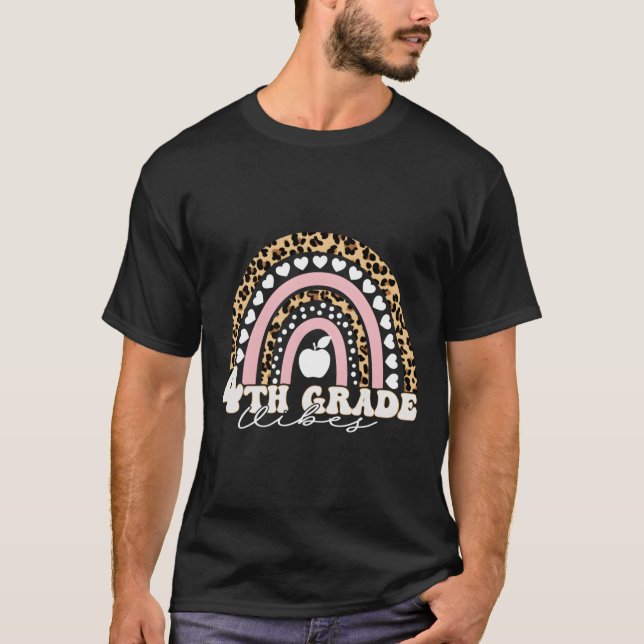Camiseta Vuelta Al Cole 4º Grado S Leopardo Primer Día De C (Anverso)