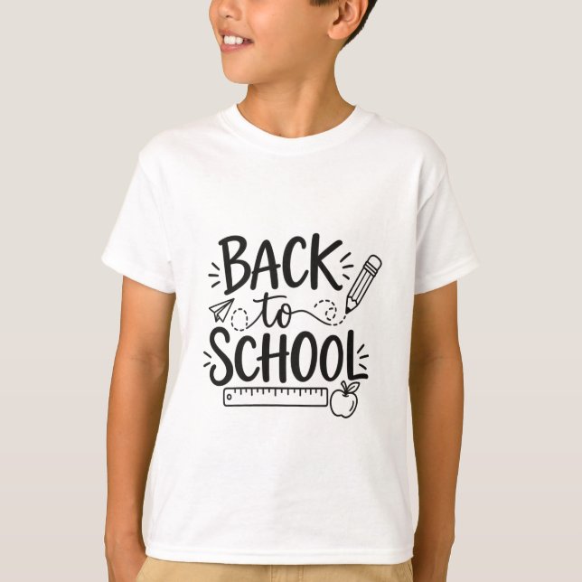 Camiseta Vuelta al cole Material Escolar Mínimo Regla de Lá (Anverso)