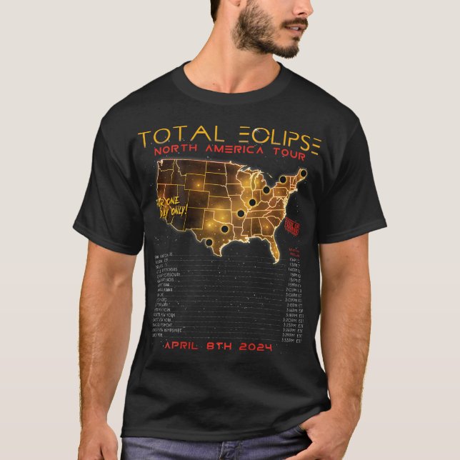Camiseta Vuelta) Total del Eclipse Solar 2024 North America (Anverso)